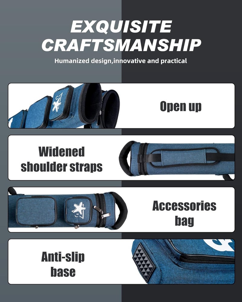 CRICAL Pool Cue Case 2x4 Hard Pool Stick Case Holds 2 Butts and 4 Shafts for Adults Billiard Cue Case with Soft Shoulder Straps - Image 5